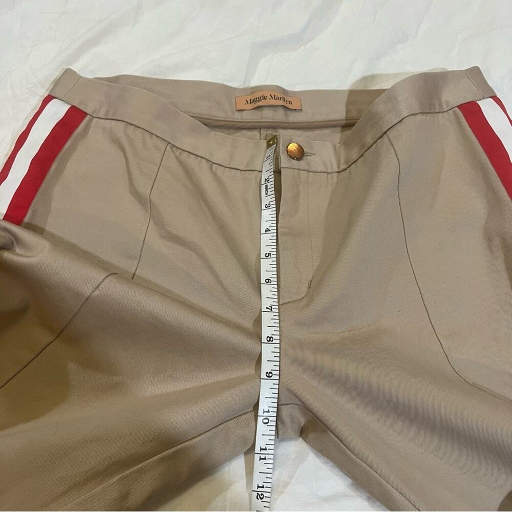 Maggie Marilyn Game Changer Side Striped Flare Leg Pants size 10 in tan - Picture 9 of 16